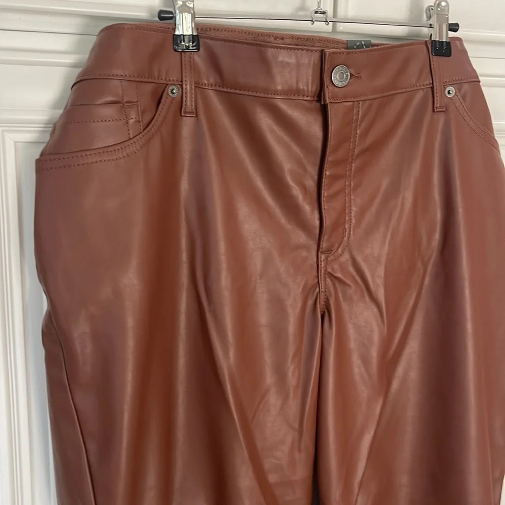 Torrid  Plus Size 24S Dress Pants Skinny Pants Root Beer Brown Faux Leather - Picture 2 of 10